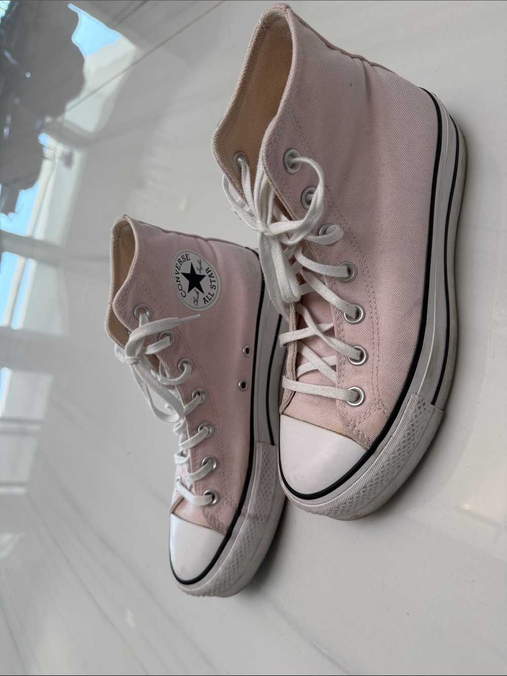 Converse High Top Sneakers in Pale Pink